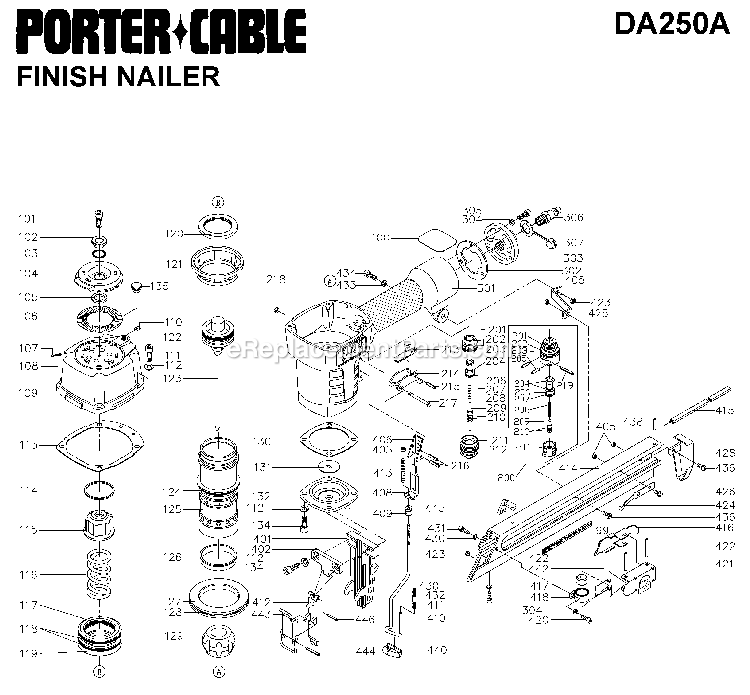 Porter Cable DA250A (Type 1) 2 1/2in Angle Nailer Power Tool Page A Diagram